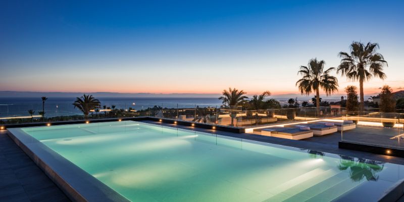 Rooftop pool overlooking the Mediterranean Sea 