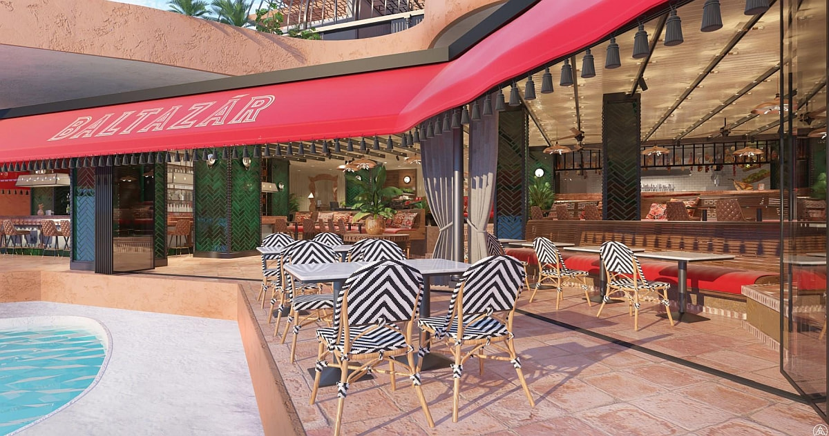 Baltazar restaurant sunny poolside terrace