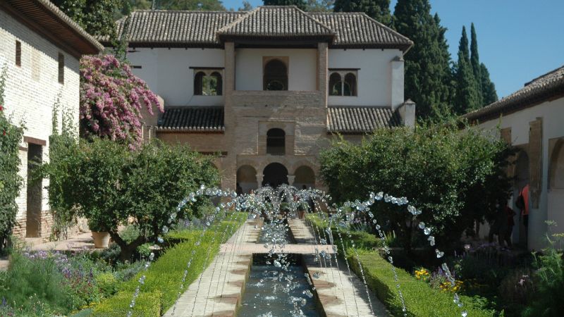 Water feature in formal garden in Granada