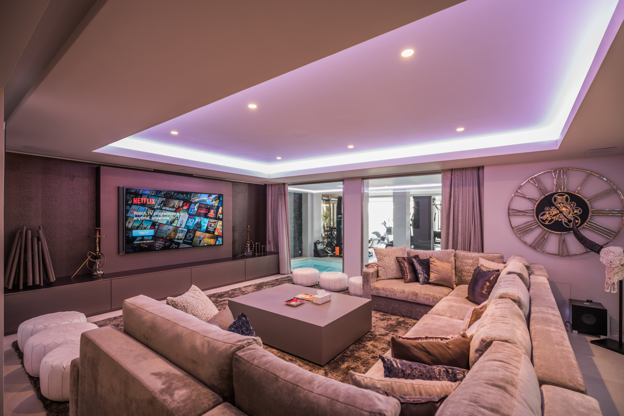 Villa Talaia Lounge Cinema Room and Bar Area