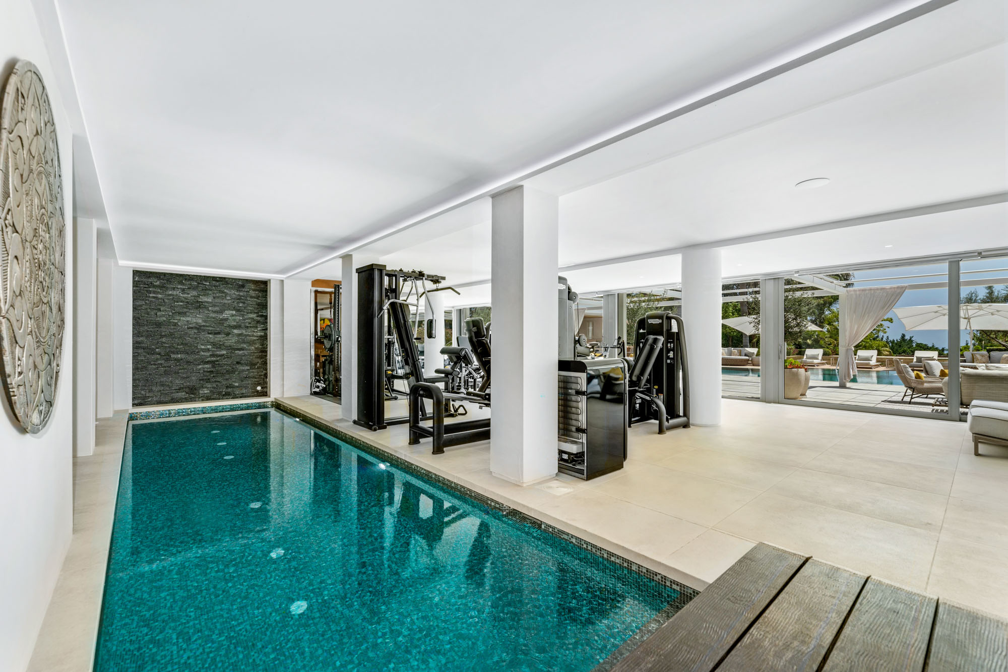 Villa Talaia Indoor Heated Pool and Gym Area