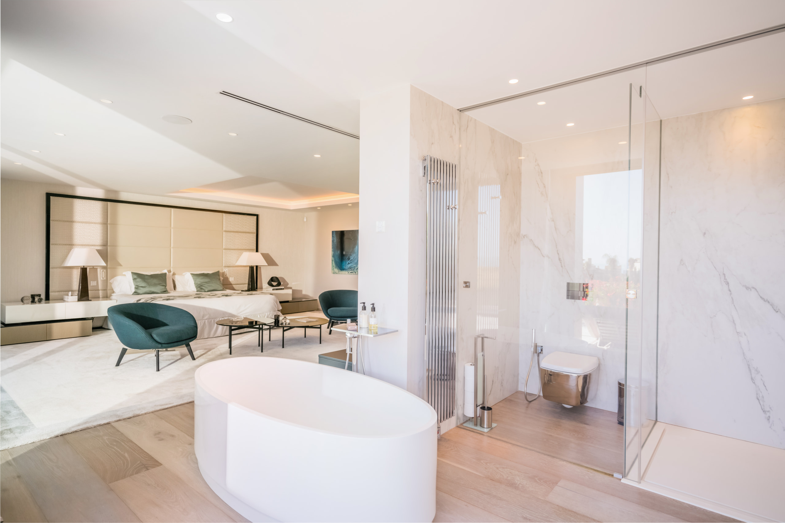 Villa Talaia Master Ensuite Bathroom with Free-Standing Bath