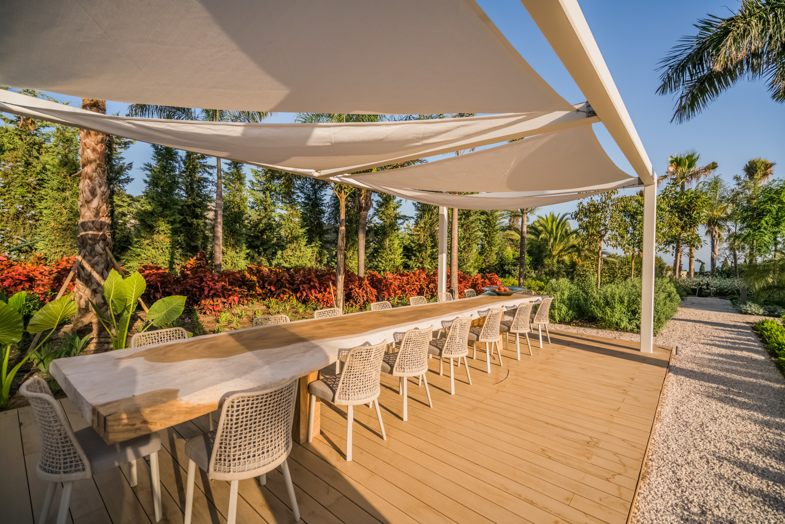 Villa Talaia Sail Shaded Garden Large Dining Area