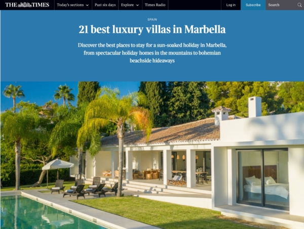Casa Anneli in The Times 21 best luxury villas in Marbella
