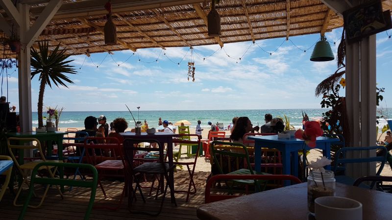 Beach bar looking out to sea in El Palmar