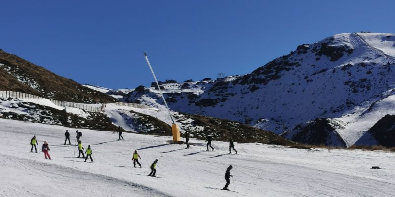 Skiers skiing in Spain