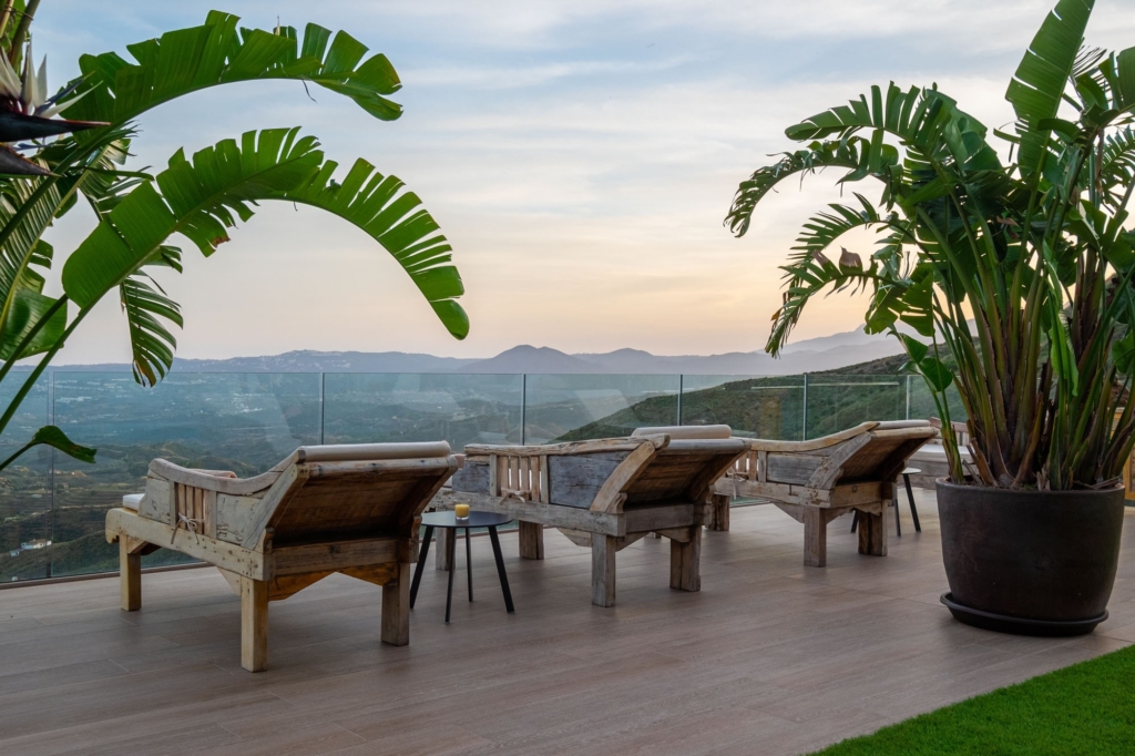 Relaxing on the terrace at sunset