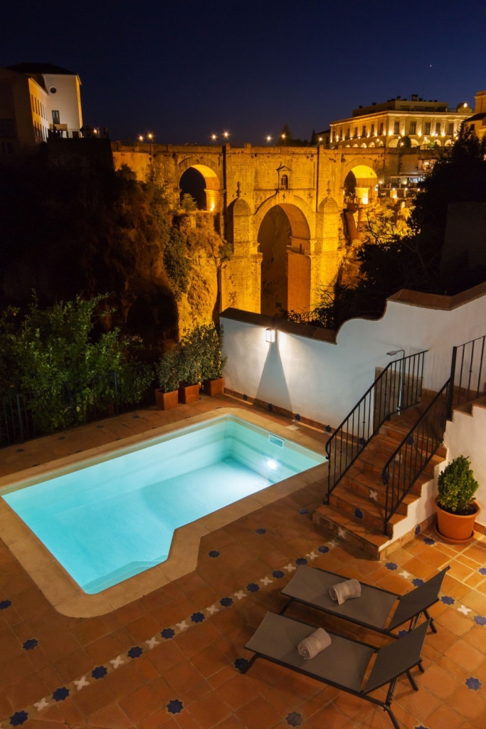 Ronda views at night from private terrace