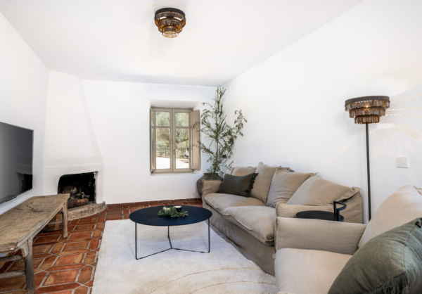 Chill out space in games room with open fire